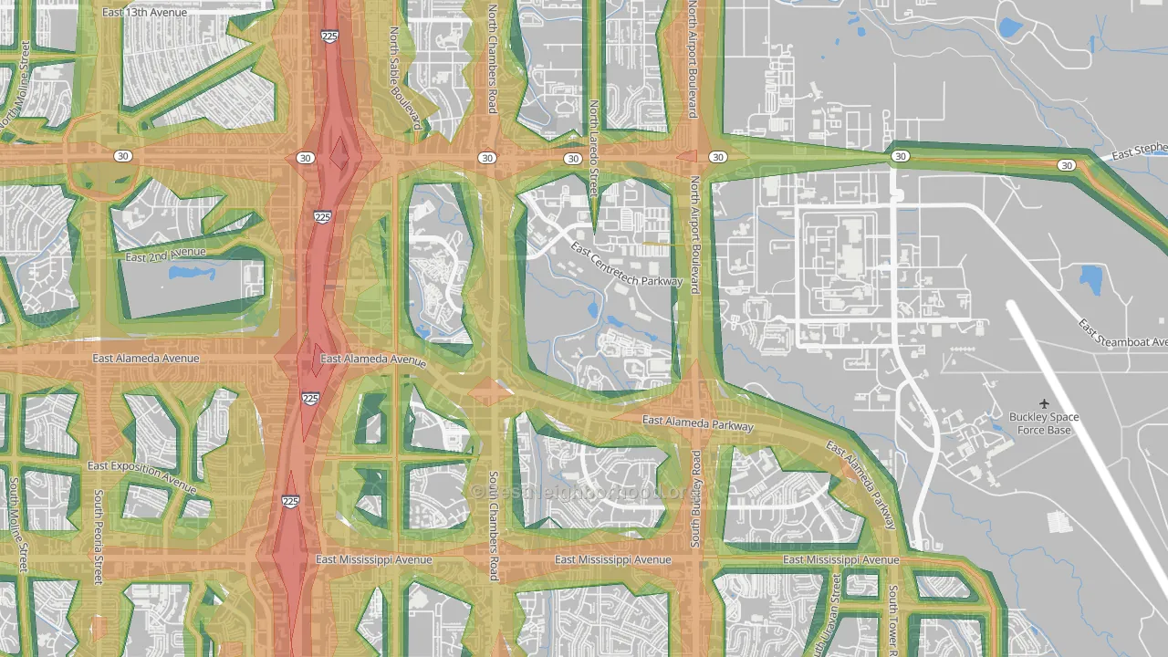 Centretech, Aurora, CO Map of Noise Levels in Centretech