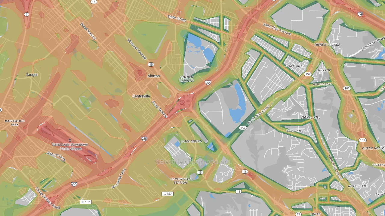 Centreville, IL Map of Noise Levels in Centreville