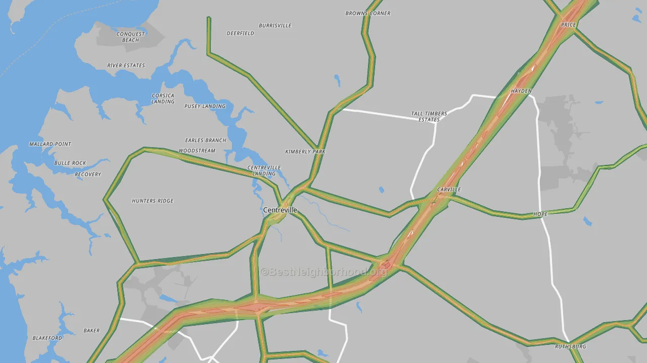 Centreville, MD Map of Noise Levels in Centreville