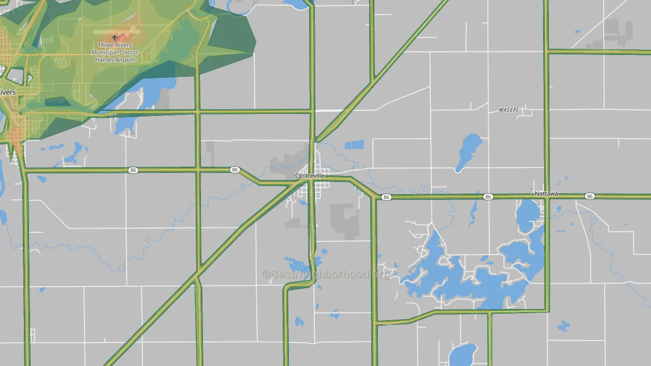 Centreville, MI Map of Noise Levels in Centreville
