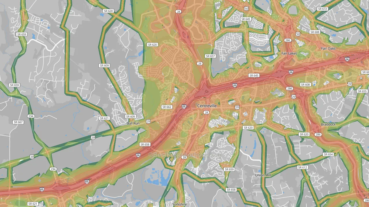 Centreville, VA Map of Noise Levels in Centreville