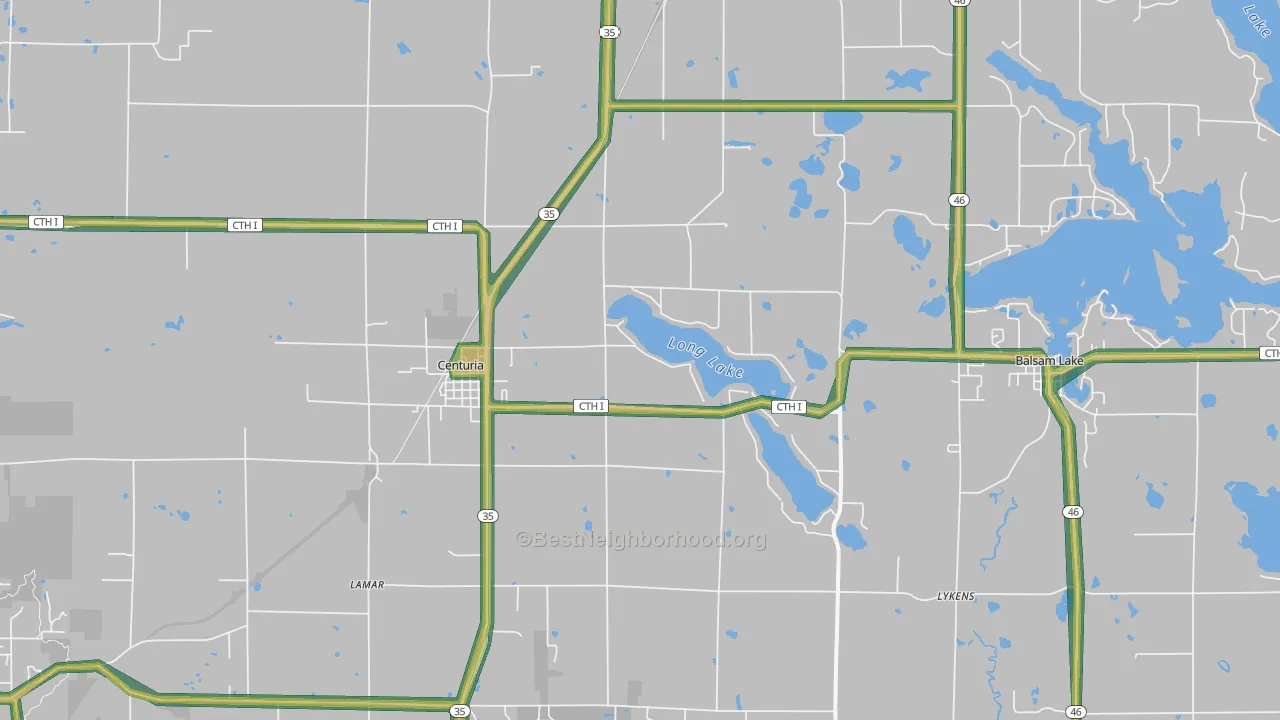 Centuria, WI Map of Noise Levels in Centuria
