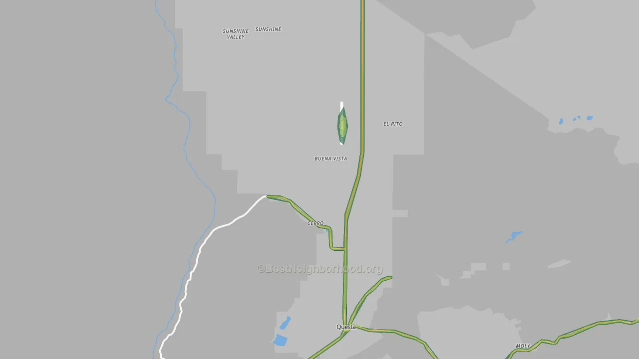 Cerro, NM Map of Noise Levels in Cerro