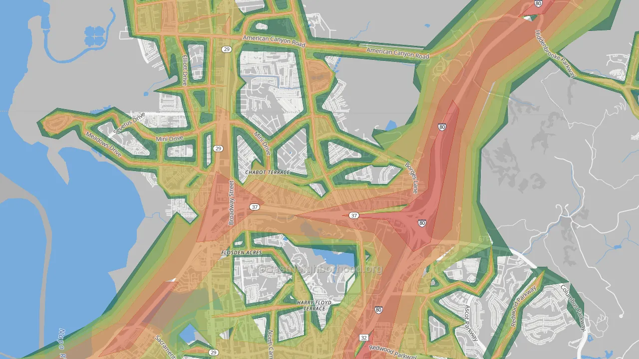 Chabot Terrace, Vallejo, CA Map of Noise Levels in Chabot Terrace