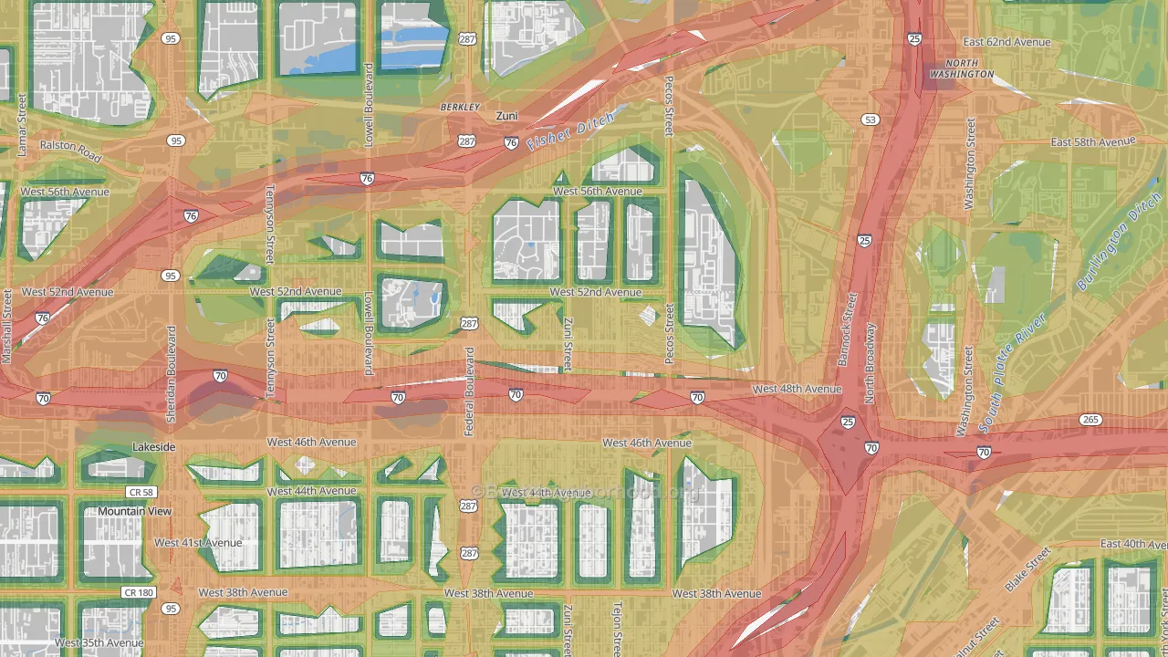 Chaffee Park, Denver, CO Map of Noise Levels in Chaffee Park