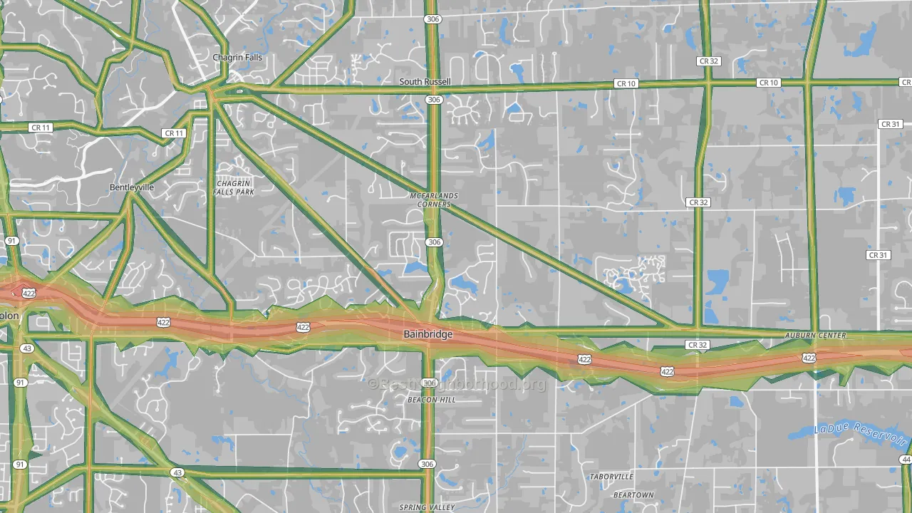 Chagrin Falls, OH Map of Noise Levels in Chagrin Falls