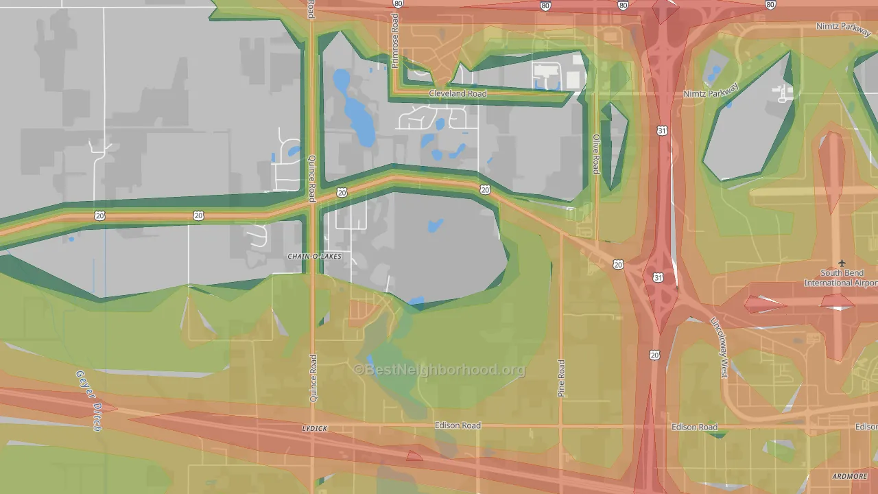 Chain-O-Lakes, IN Map of Noise Levels in Chain-O-Lakes