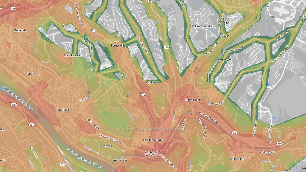 Chalfant, PA Map of Noise Levels in Chalfant