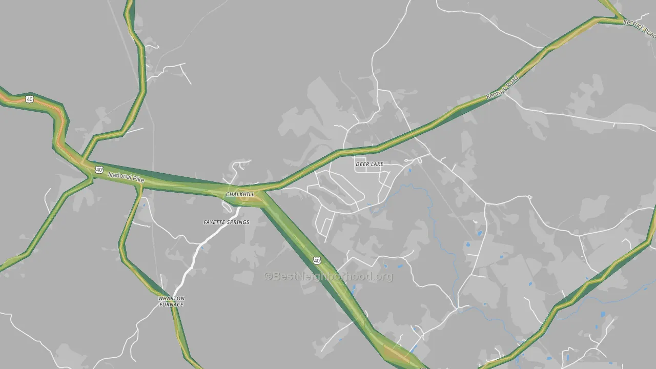 Chalkhill, PA Map of Noise Levels in Chalkhill