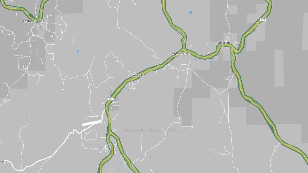 Challenge-Brownsville, CA Map of Noise Levels in Challenge-Brownsville