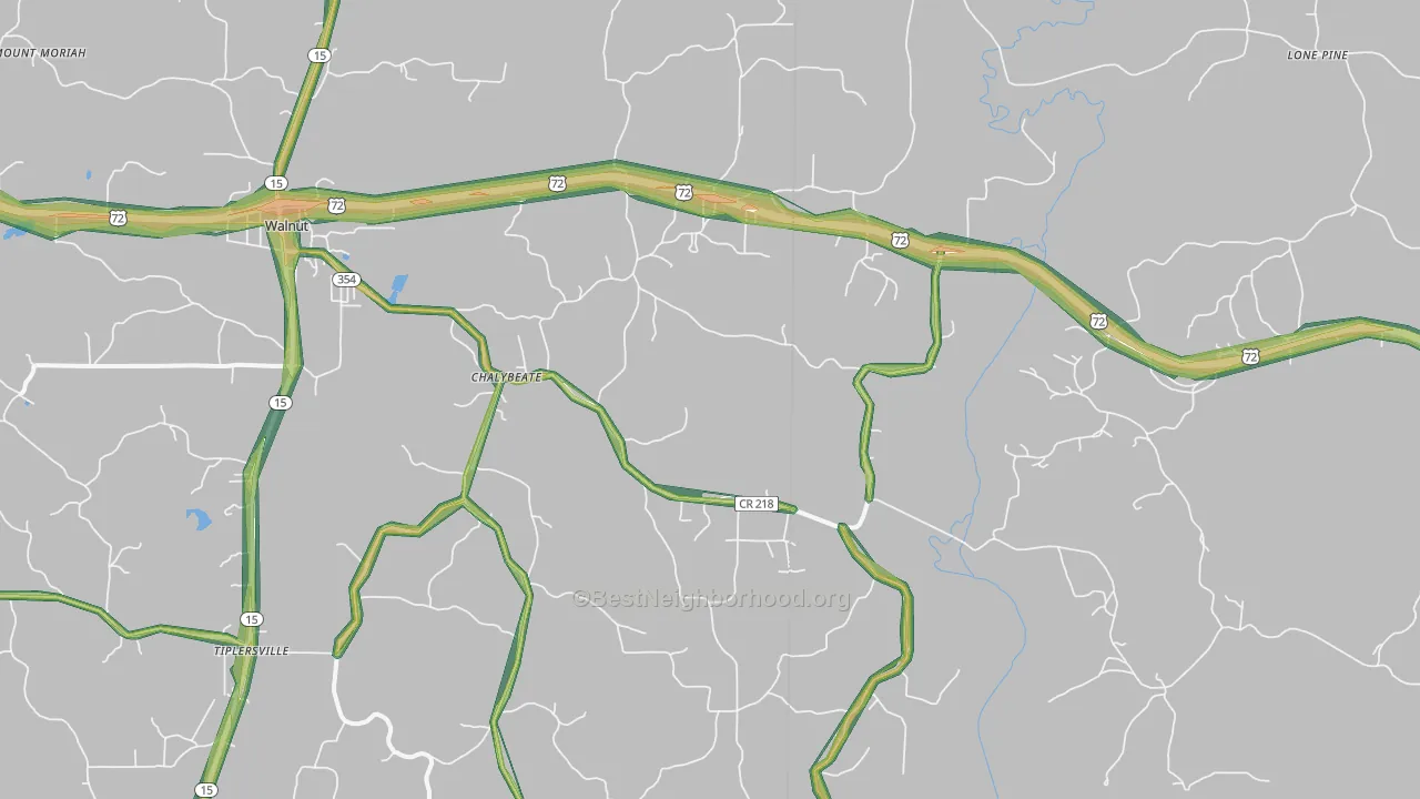 Chalybeate, MS Map of Noise Levels in Chalybeate