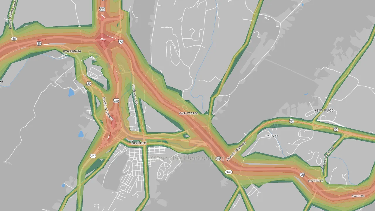Chalybeate, PA Map of Noise Levels in Chalybeate