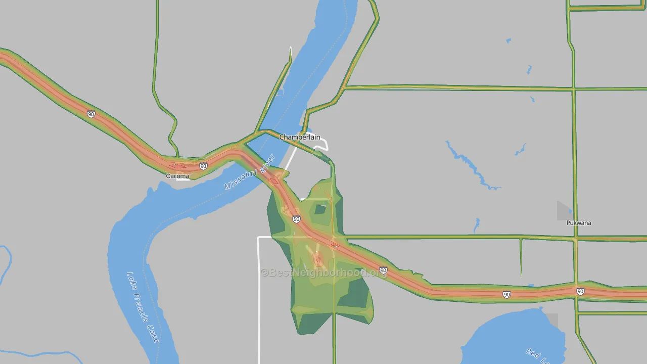 Chamberlain, SD Map of Noise Levels in Chamberlain