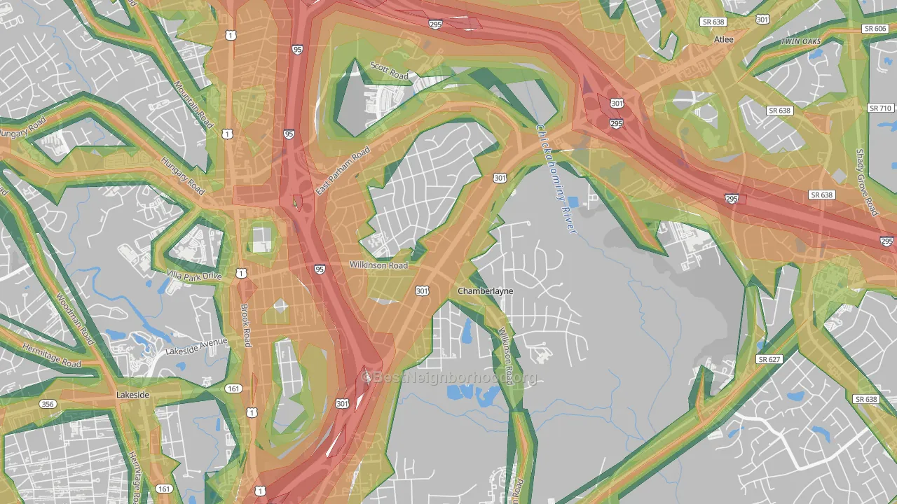 Chamberlayne, VA Map of Noise Levels in Chamberlayne