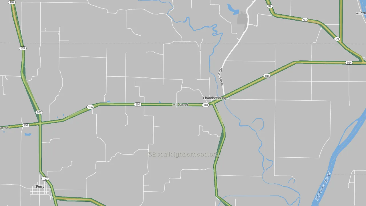 Chambersburg, IL Map of Noise Levels in Chambersburg