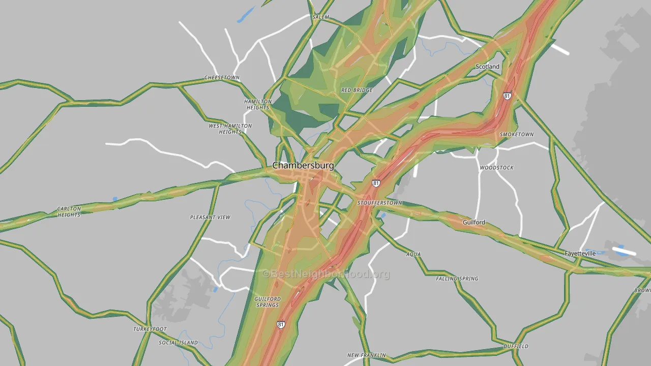 Chambersburg, PA Map of Noise Levels in Chambersburg
