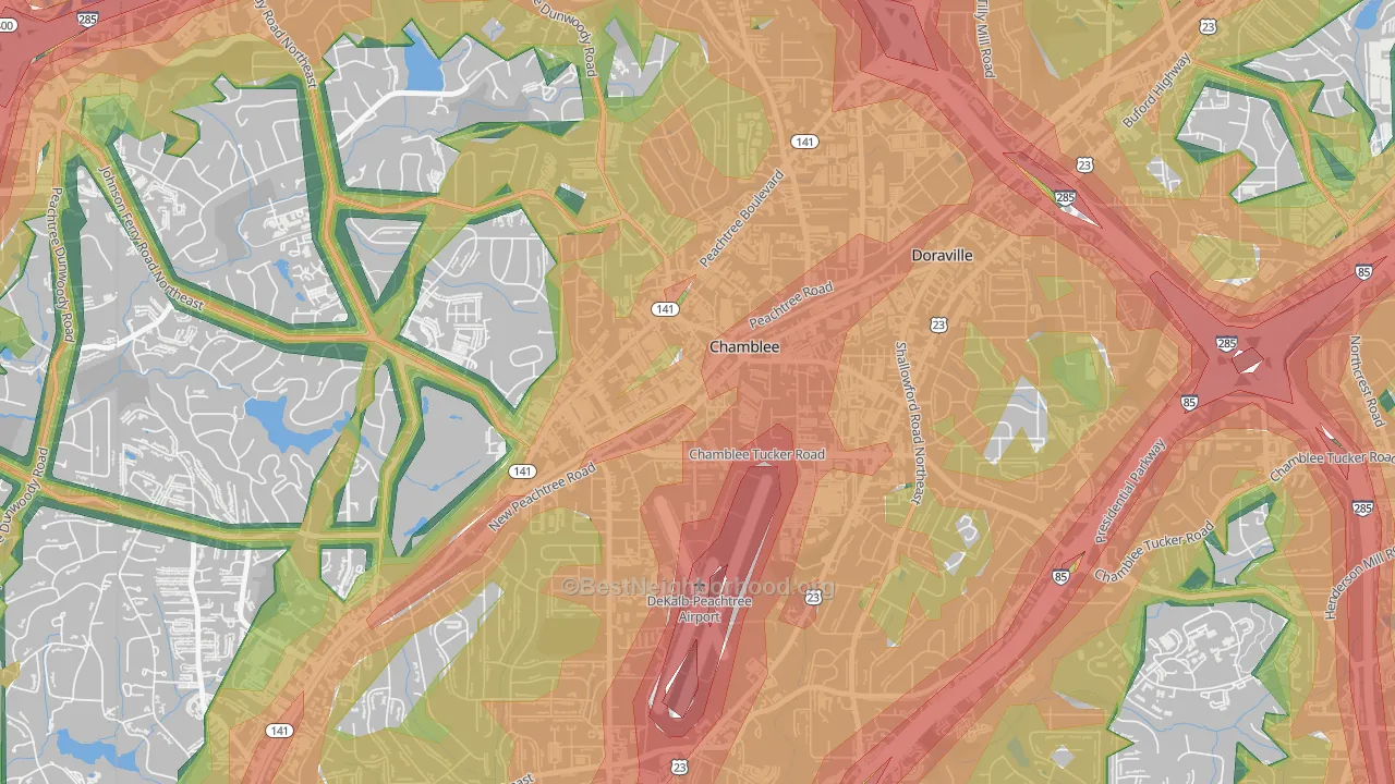 Chamblee, GA Map of Noise Levels in Chamblee