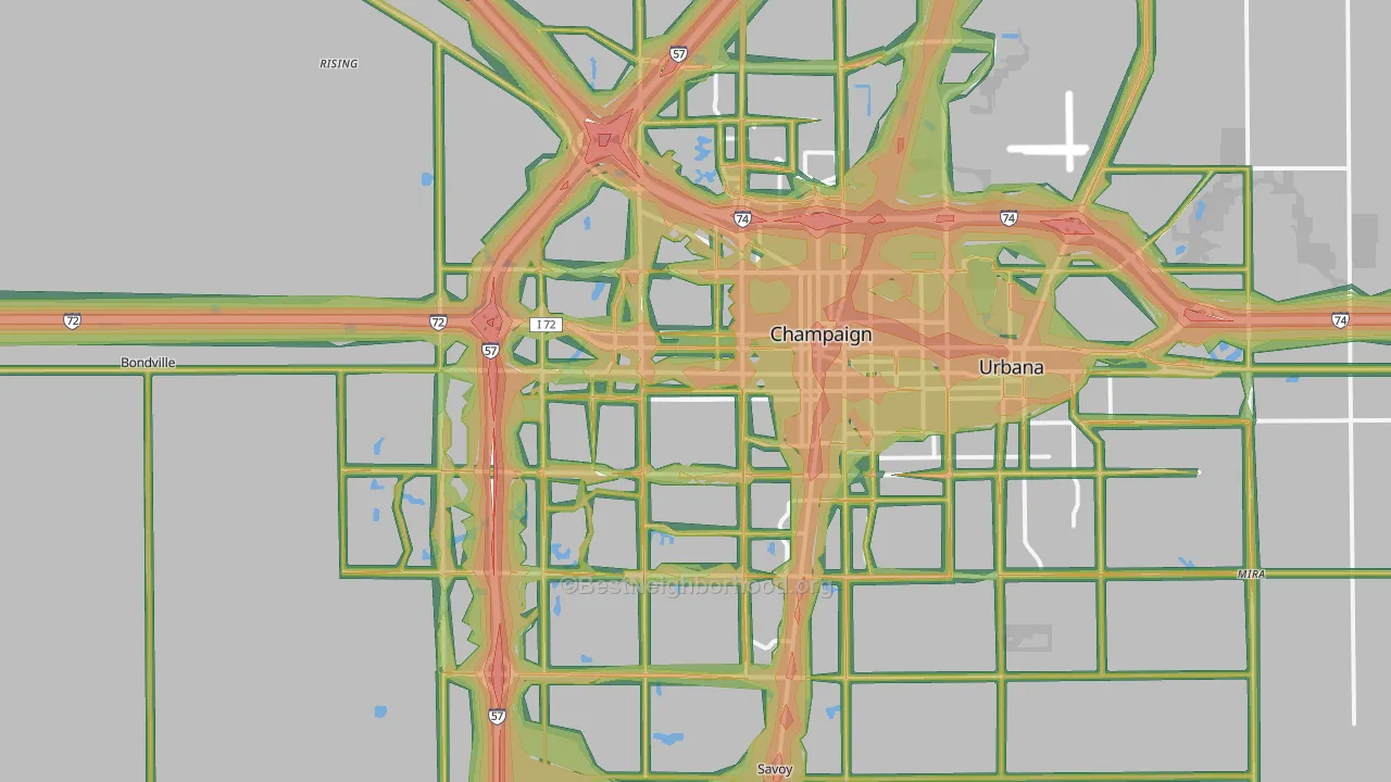 Champaign, IL Map of Noise Levels in Champaign