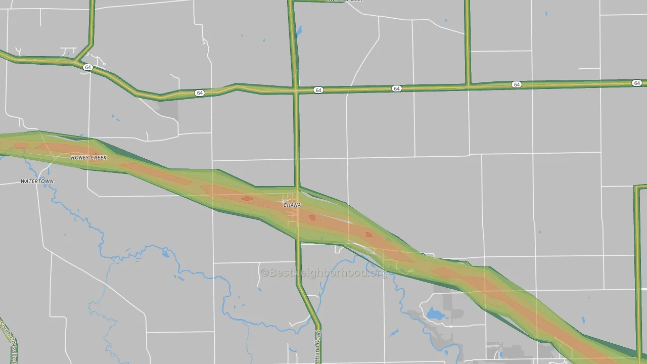 Chana, IL Map of Noise Levels in Chana