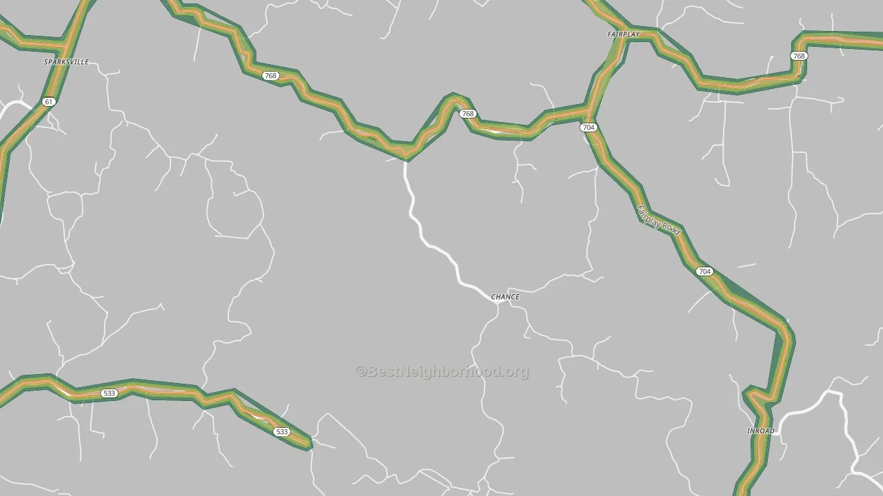 Chance, KY Map of Noise Levels in Chance