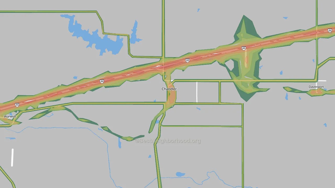 Chandler, OK Map of Noise Levels in Chandler