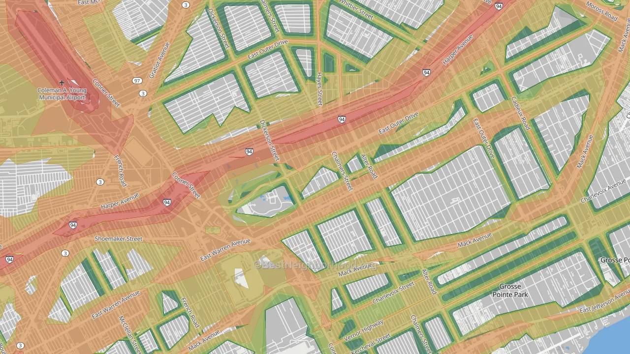 Chandler Park, Detroit, MI Map of Noise Levels in Chandler Park