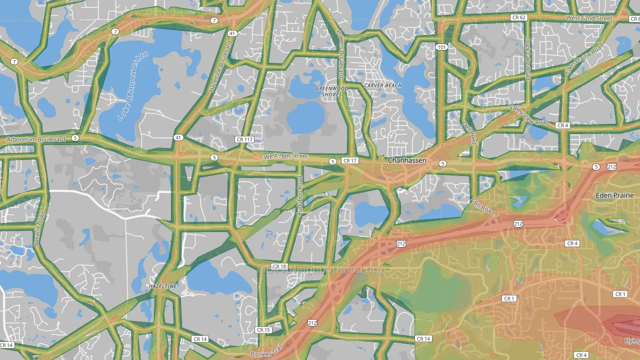 Chanhassen, MN Map of Noise Levels in Chanhassen