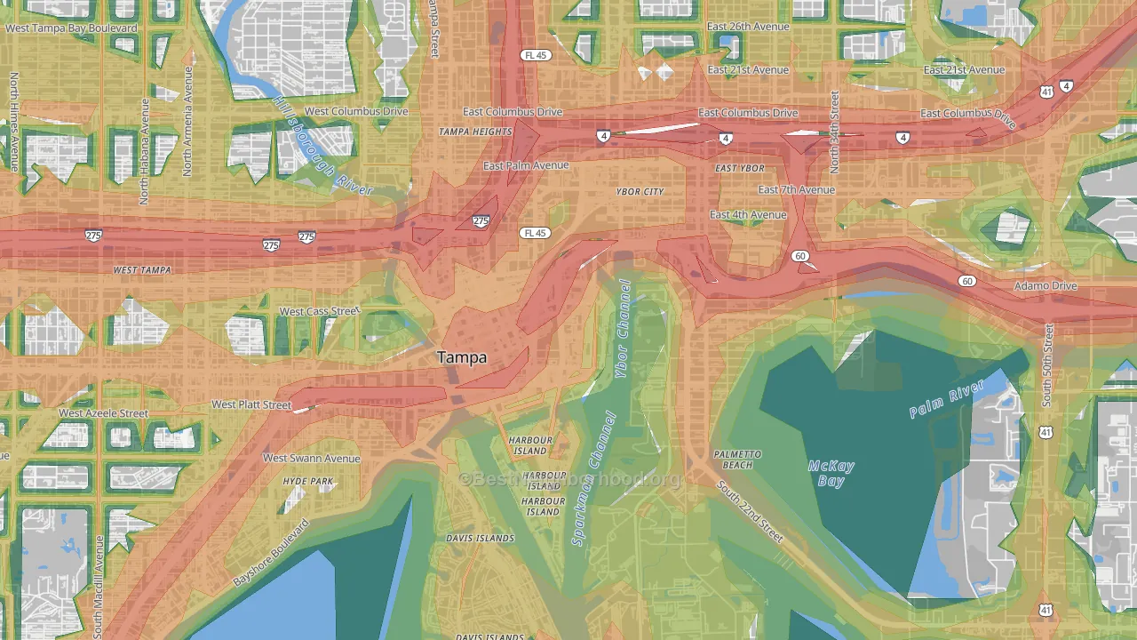 Channelside, Tampa, FL Map of Noise Levels in Channelside