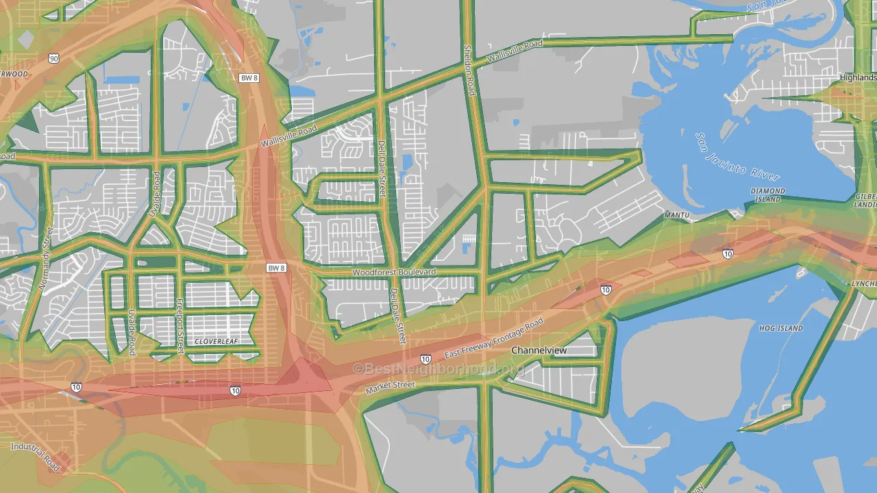 Channelview, TX Map of Noise Levels in Channelview