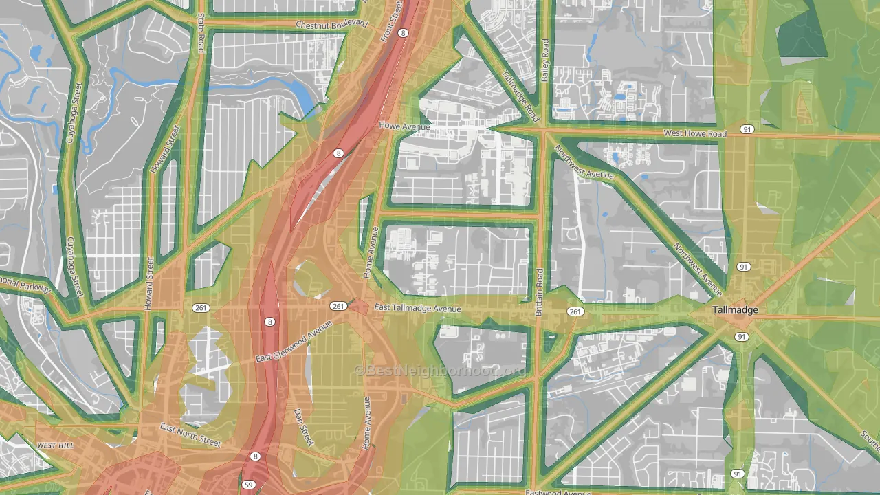 Chapel Hill, Akron, OH Map of Noise Levels in Chapel Hill