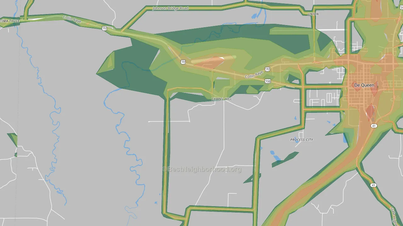 Chapel Hill, AR Map of Noise Levels in Chapel Hill