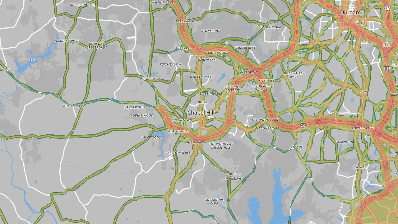 Chapel Hill, NC Map of Noise Levels in Chapel Hill