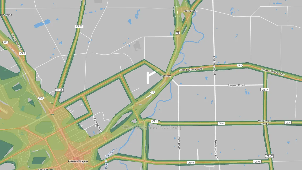 Chapin, NY Map of Noise Levels in Chapin