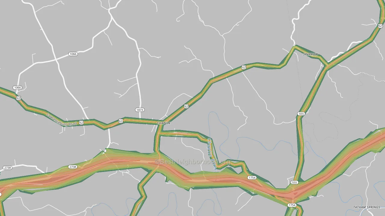 Chaplin, KY Map of Noise Levels in Chaplin