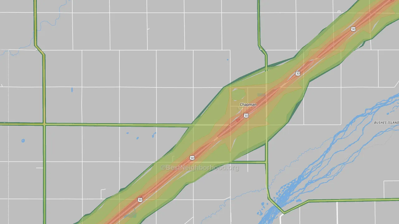 Chapman, NE Map of Noise Levels in Chapman