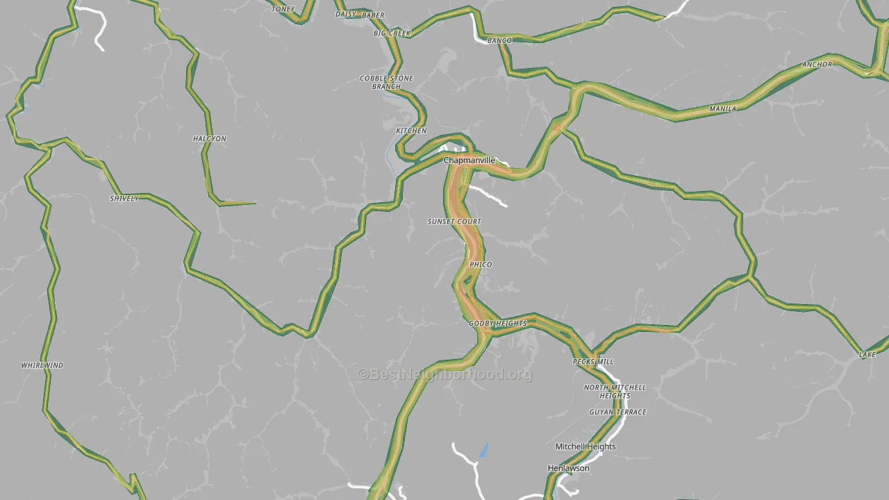 Chapmanville, WV Map of Noise Levels in Chapmanville