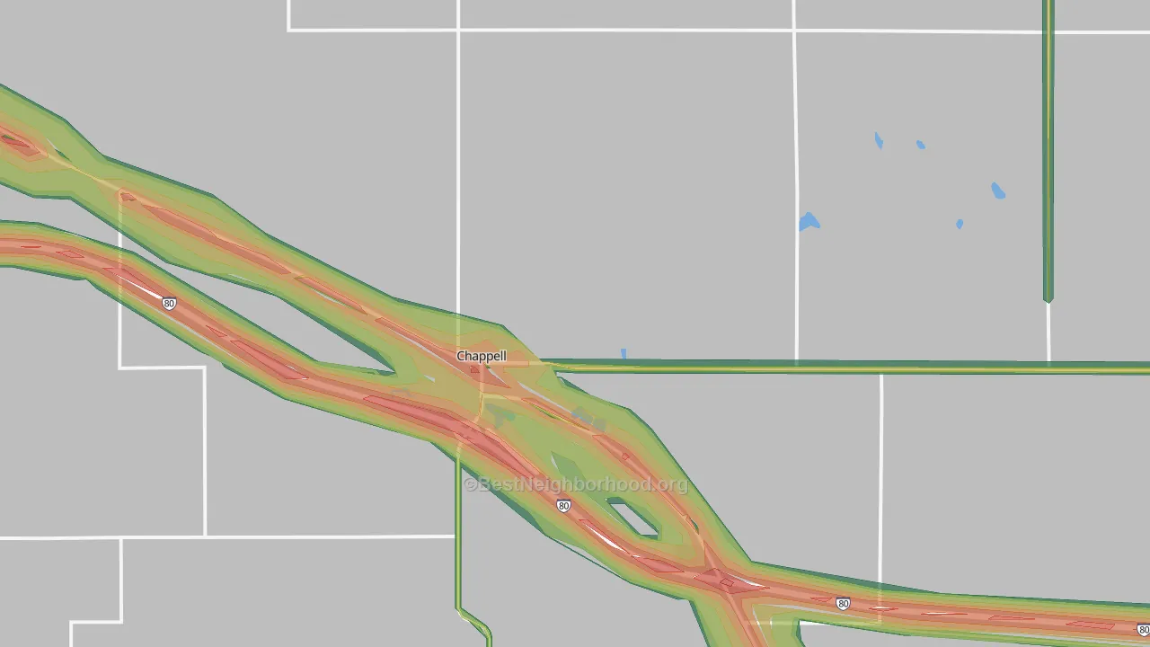 Chappell, NE Map of Noise Levels in Chappell