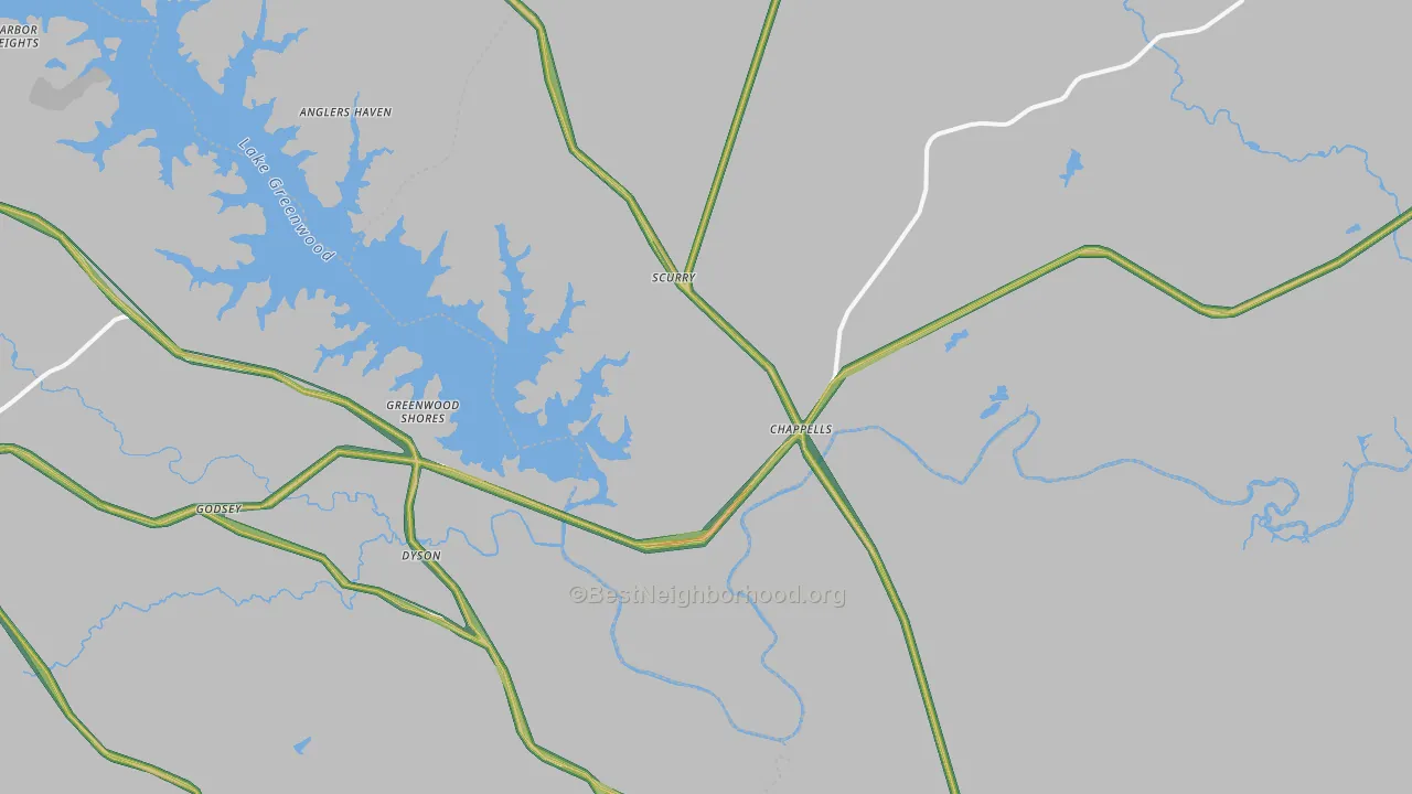 Chappells, SC Map of Noise Levels in Chappells