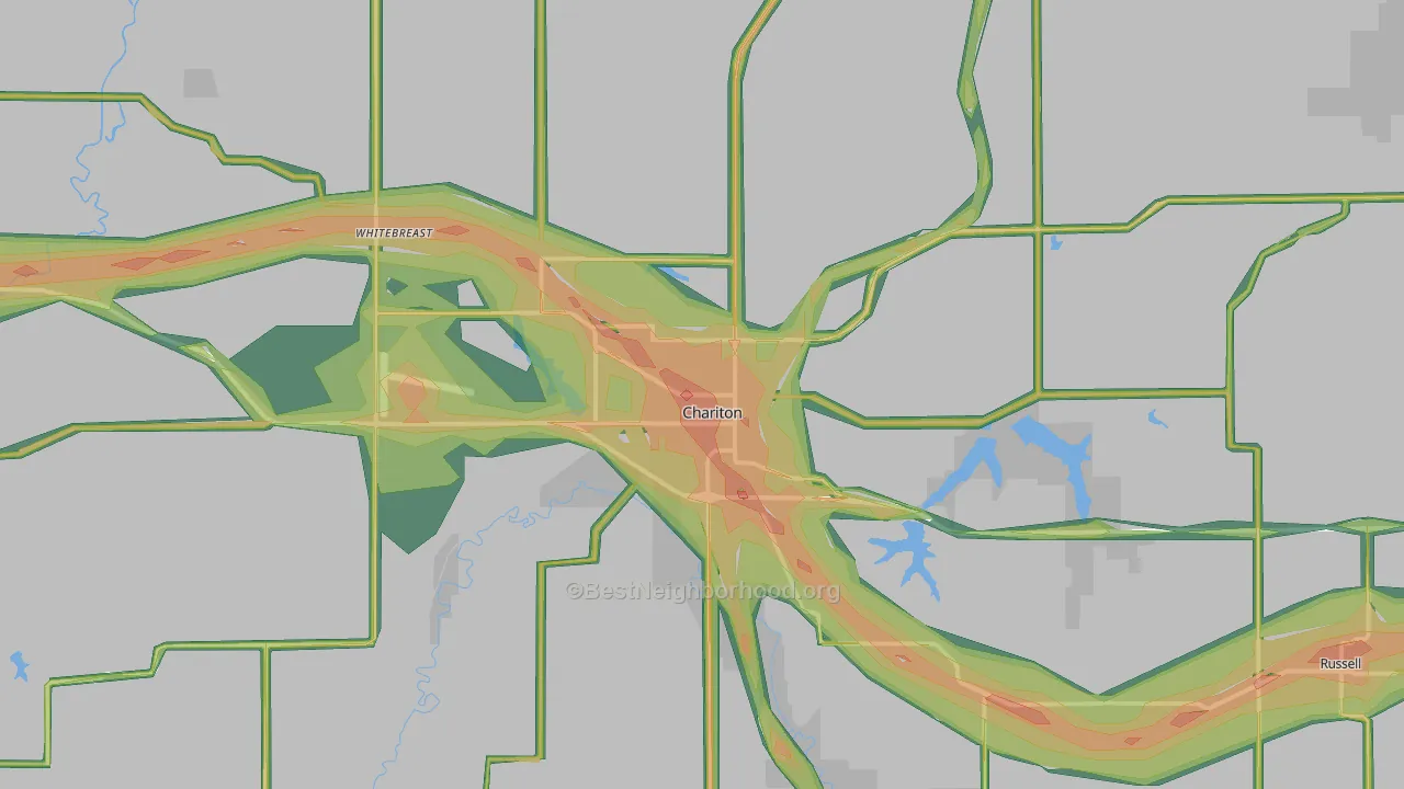 Chariton, IA Map of Noise Levels in Chariton