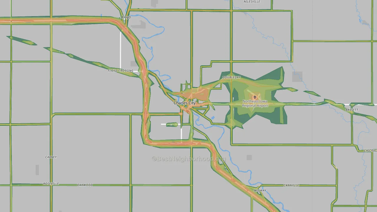 Charles City, IA Map of Noise Levels in Charles City