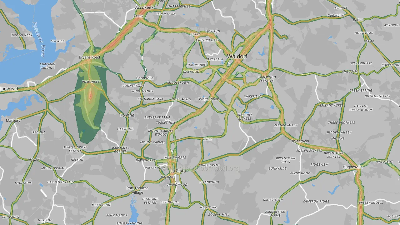 Charles County, MD Map of Noise Levels in Charles County