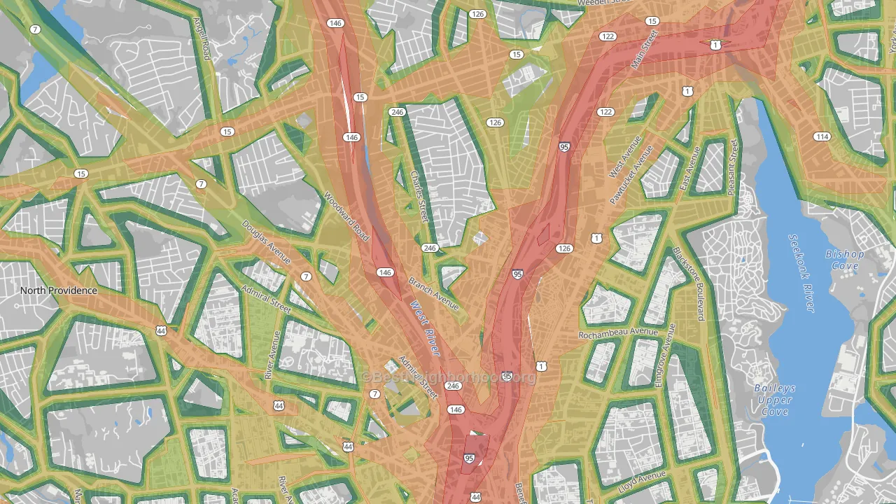Charles, Providence, RI Map of Noise Levels in Charles