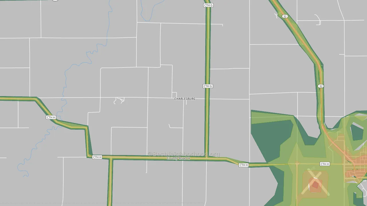 Charlesburg, WI Map of Noise Levels in Charlesburg