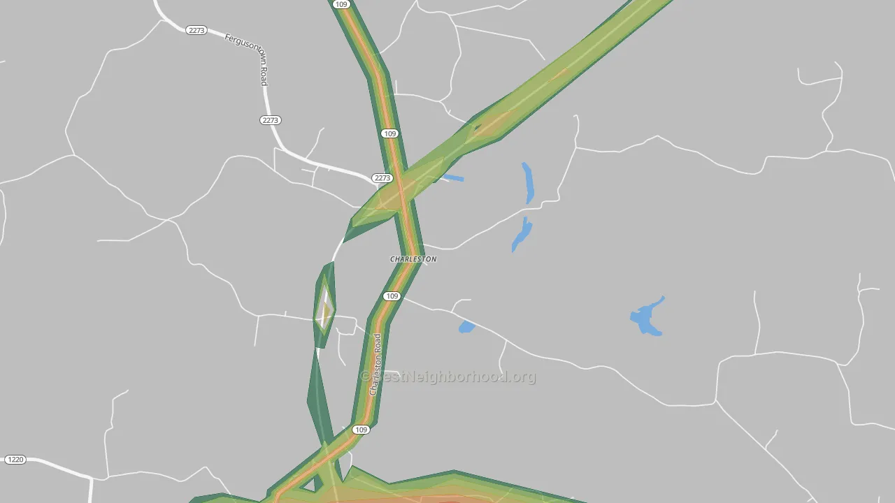 Charleston, KY Map of Noise Levels in Charleston