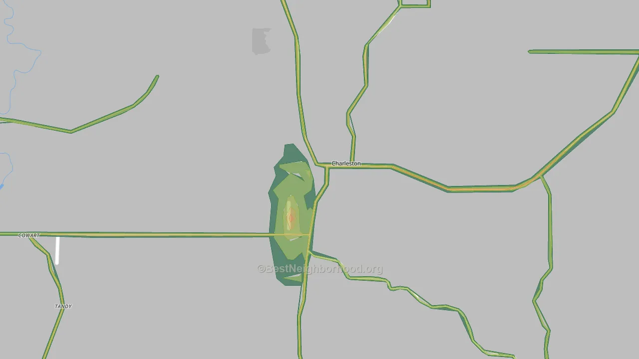 Charleston, MS Map of Noise Levels in Charleston