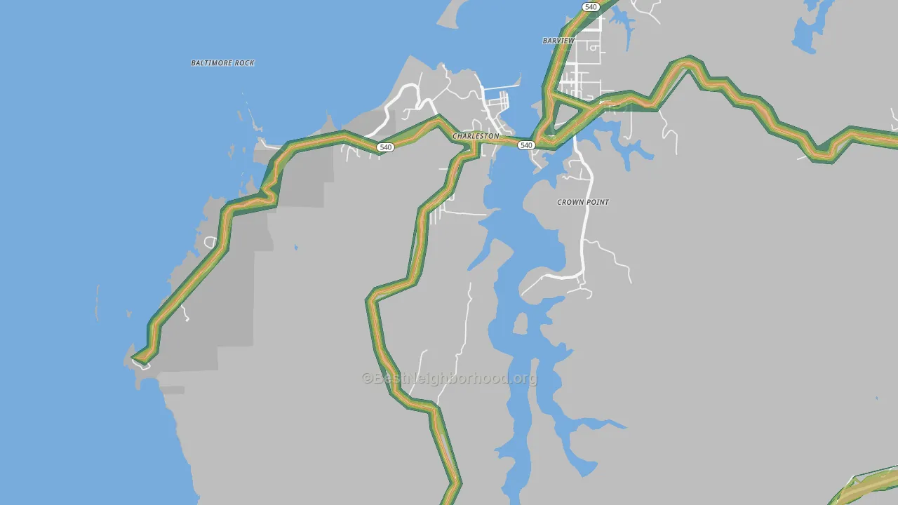 Charleston, OR Map of Noise Levels in Charleston