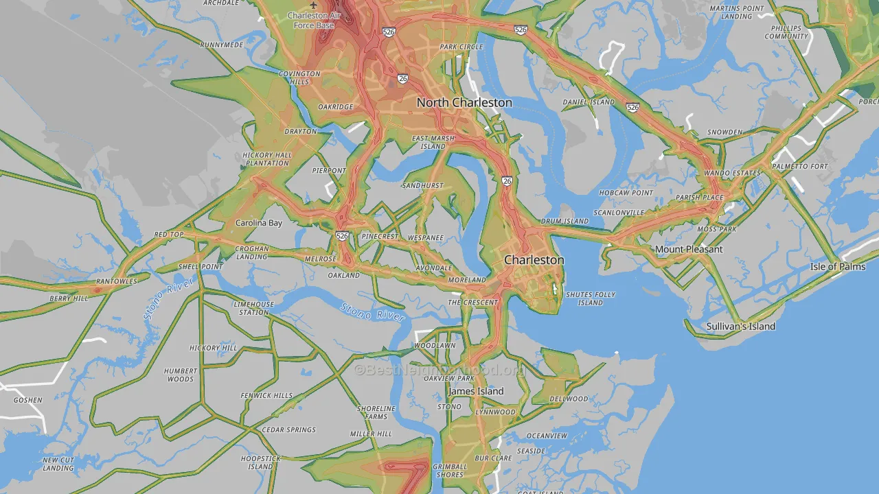 Charleston, SC Map of Noise Levels in Charleston