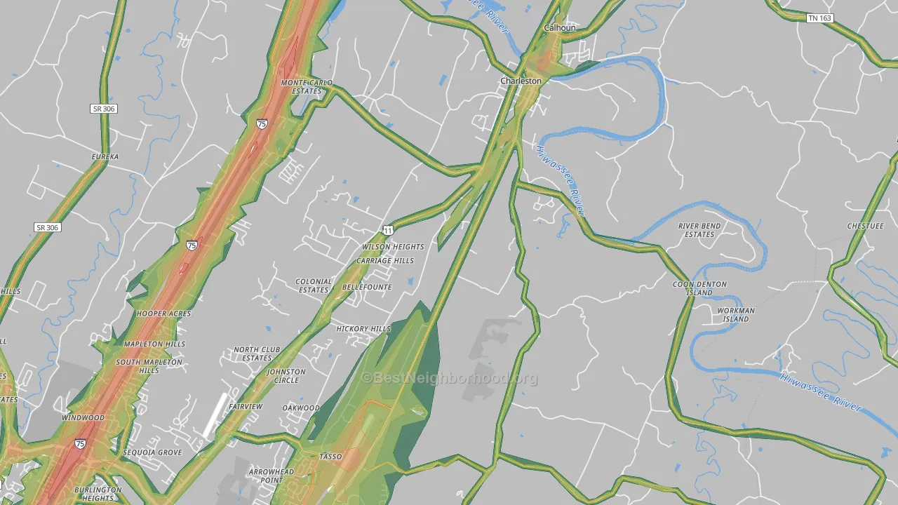 Charleston, TN Map of Noise Levels in Charleston