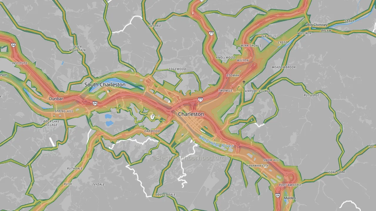 Charleston, WV Map of Noise Levels in Charleston