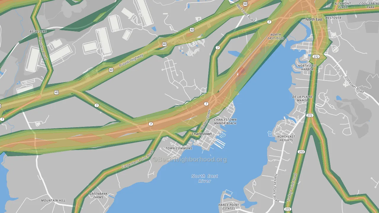 Charlestown, MD Map of Noise Levels in Charlestown